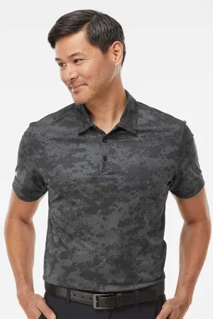 Adidas Mens Camo Moisture Wicking Short Sleeve Polo Shirt - Dark Grey - NEW