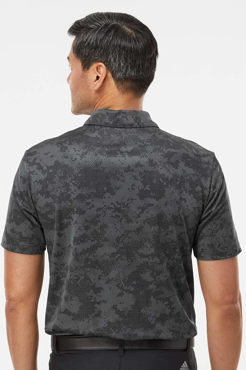 Adidas Mens Camo Moisture Wicking Short Sleeve Polo Shirt - Dark Grey - NEW