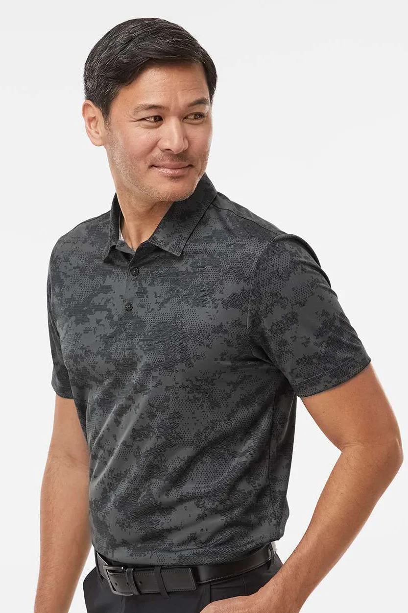 Adidas Mens Camo Moisture Wicking Short Sleeve Polo Shirt - Dark Grey - NEW