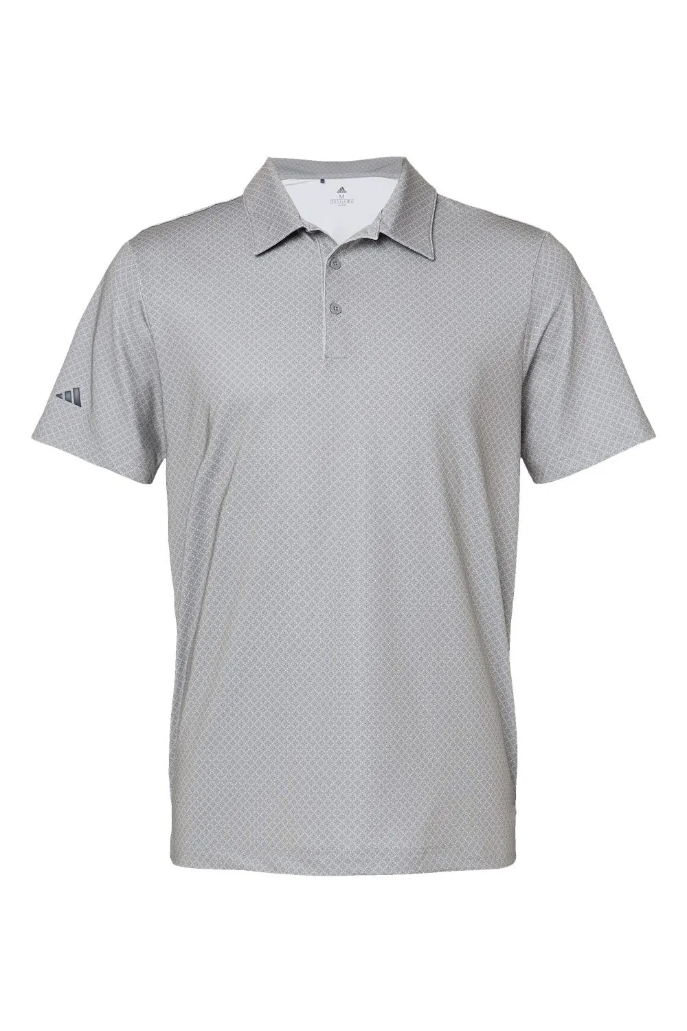 Adidas Mens Diamond Dot Moisture Wicking Short Sleeve Polo Shirt - Grey/Team Royal Blue/Navy Blue - NEW