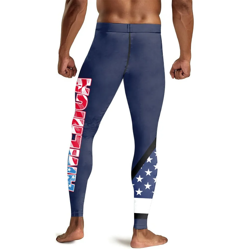 American Flag Blue Men's Compression Leggings