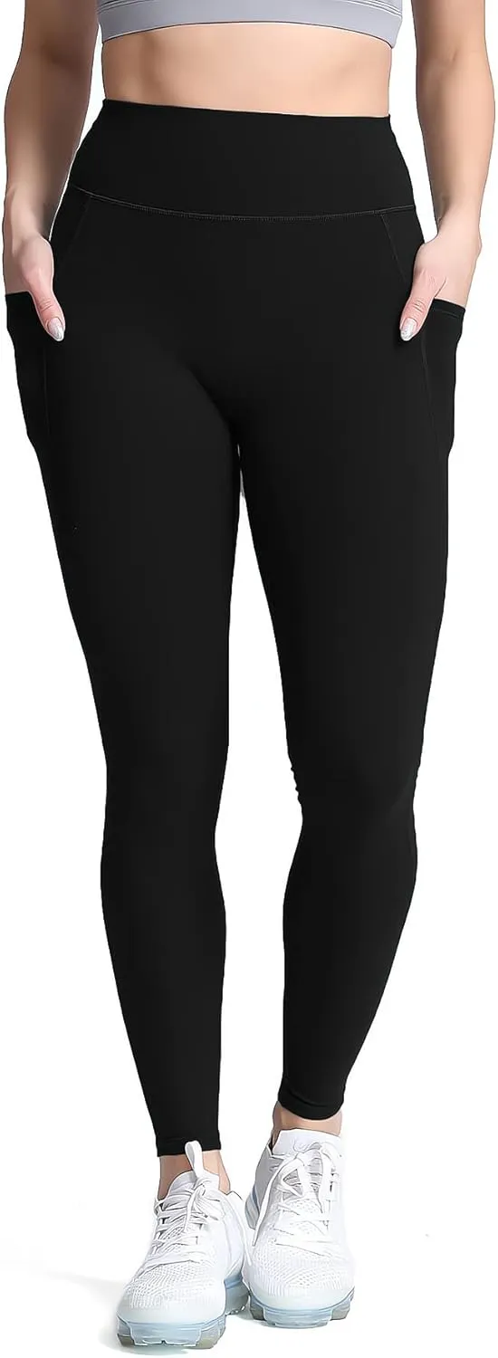 Aoxjox Trinity High Waisted Yoga Pants with Pockets for Women Tummy Control Cross-Waist Buttery Soft Workout Leggings 26"