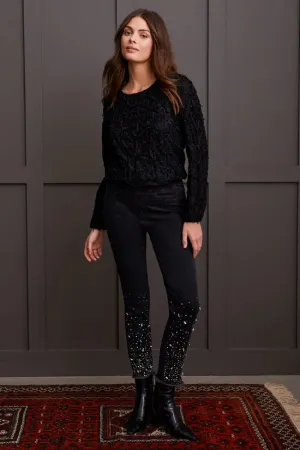 Black Audrey Pull On w/Gemstones
