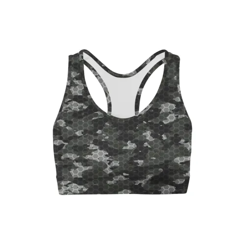 Black Hex Camo Sports Bra