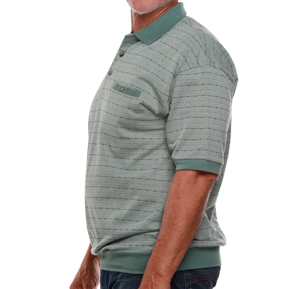 Classics by Palmland Jacquard Short Sleeve Banded Bottom Shirt 6091-100 Sage