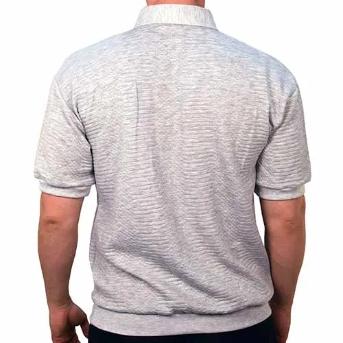 Classics By Palmland Solid French Terry Short Sleeve Banded Bottom Polo Shirt 6090-720 Grey Heather
