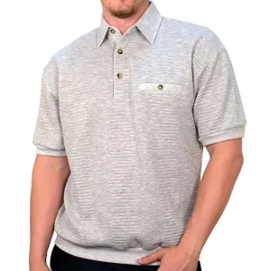 Classics By Palmland Solid French Terry Short Sleeve Banded Bottom Polo Shirt 6090-720 Grey Heather
