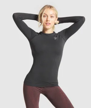 Gymshark Vital Seamless Long Sleeve T-Shirt - Black Marl