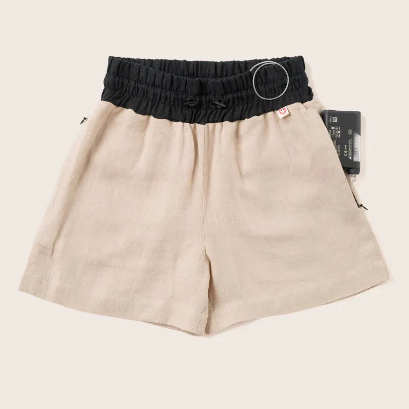 Kids Linen Shorts for Summer with Insulin Pump Pockets - OEKO-TEX® Certified, Sizes 5-14Y