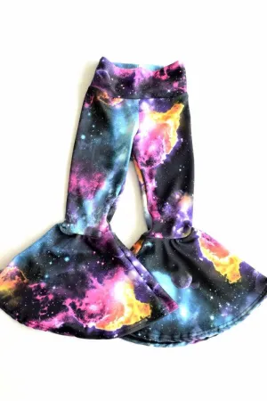 Kids UV Glow Galaxy Bell Bottom Flares