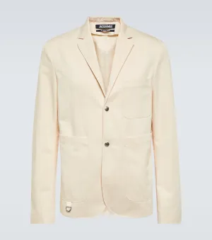 La veste jean cotton and linen blazer Jacquemus, beige