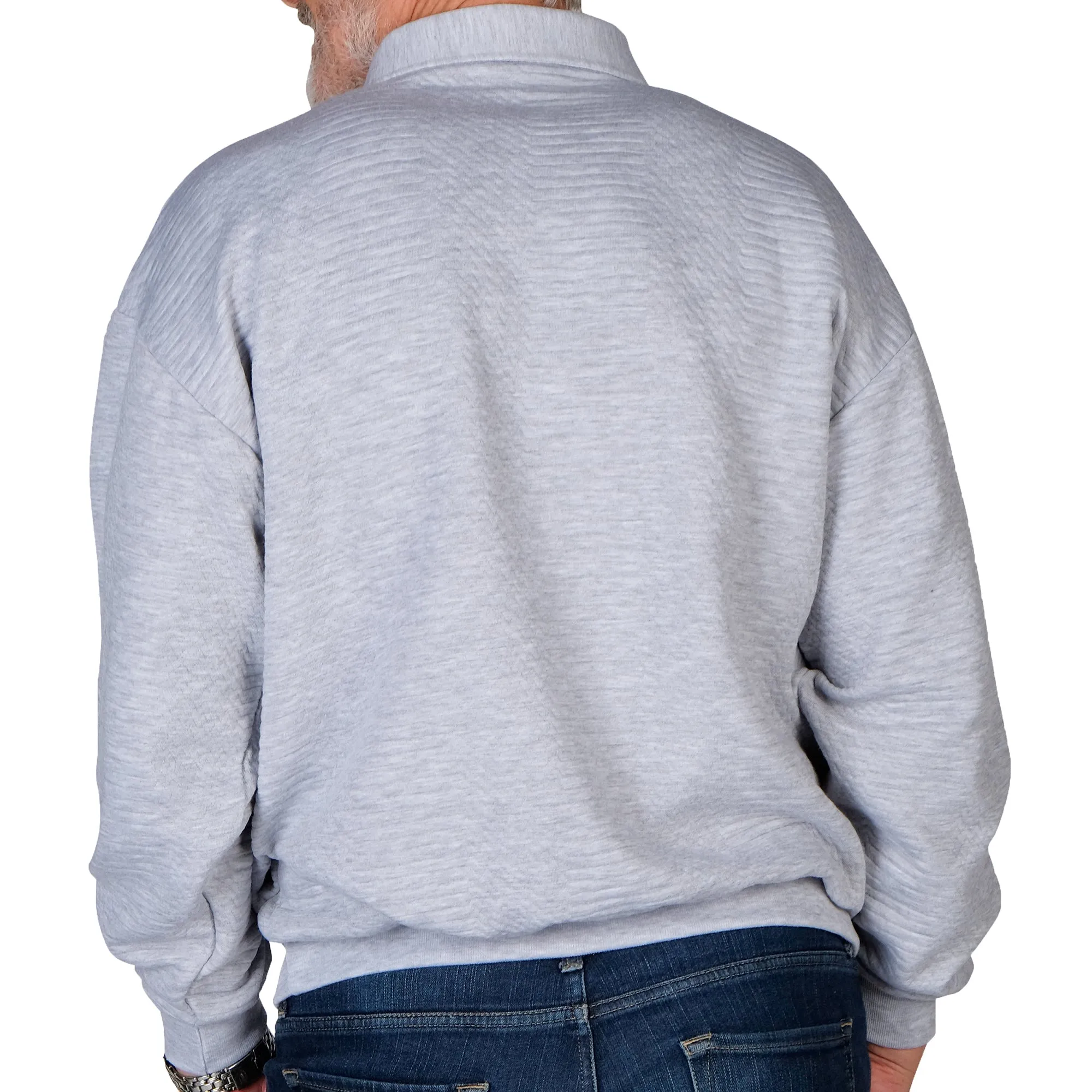 LD Sport Solid Textured Long Sleeve Banded Bottom Shirt 6094-950 Grey Heather
