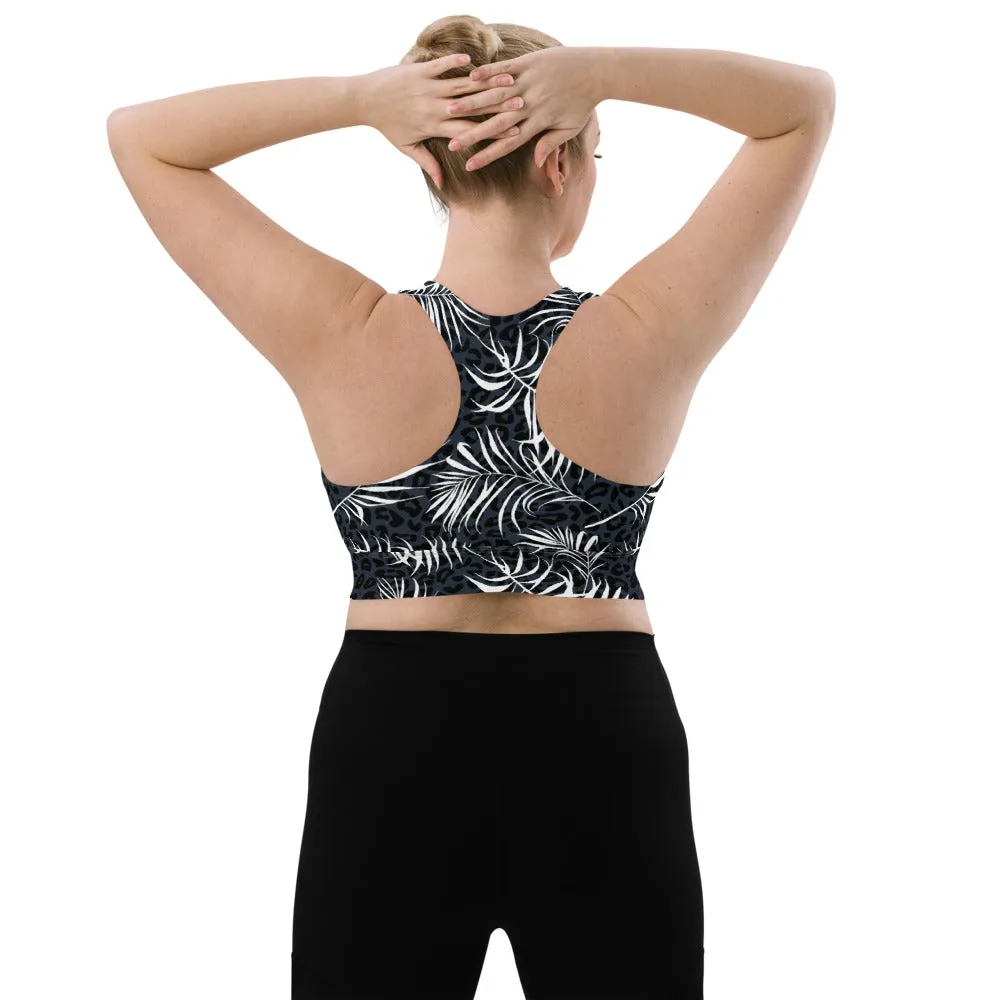 Longline Max Support Compression Sports bra- Palm Frond