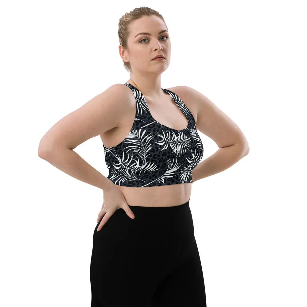 Longline Max Support Compression Sports bra- Palm Frond