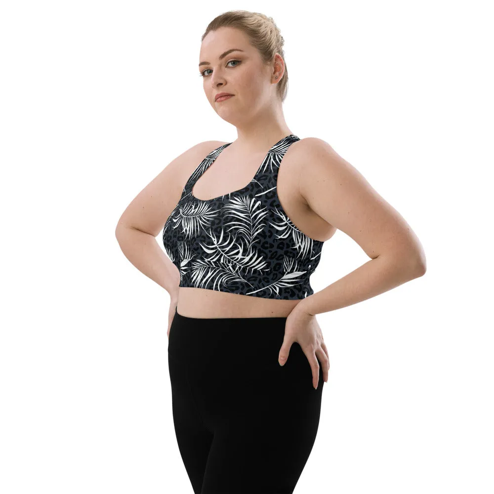 Longline Max Support Compression Sports bra- Palm Frond