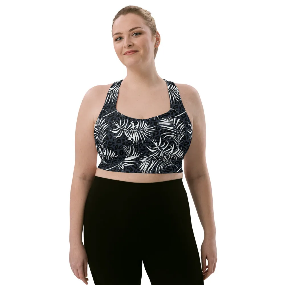 Longline Max Support Compression Sports bra- Palm Frond