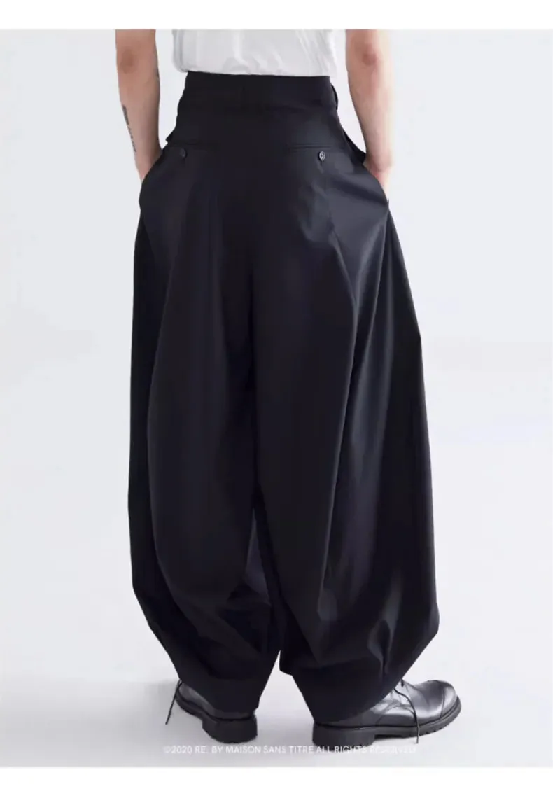 Loose Casual Black Lantern Baggy Pants