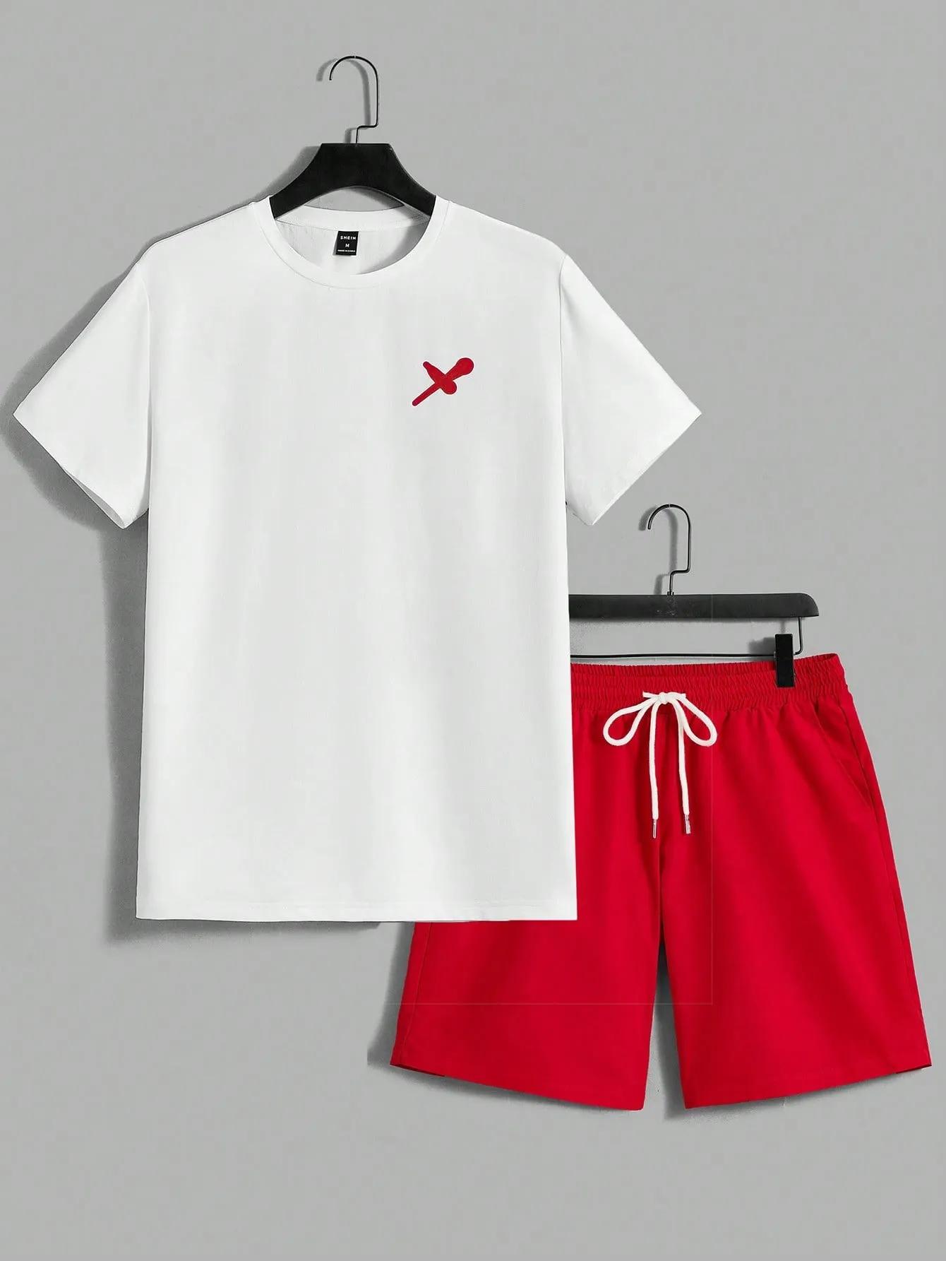Manfinity EMRG Men's Knitted Short Sleeve Top And Woven Shorts Set