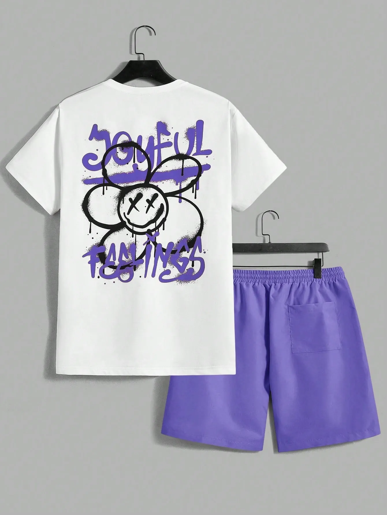 Manfinity EMRG Men's Knitted Short Sleeve Top And Woven Shorts Set