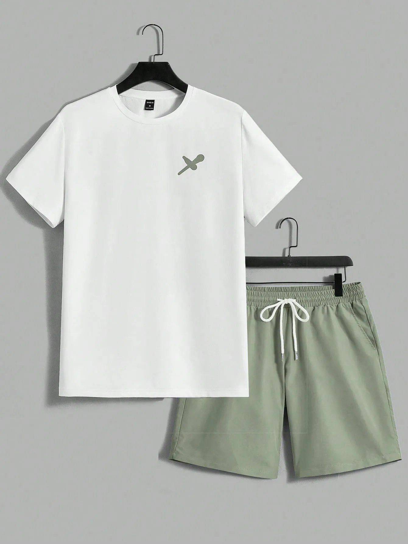 Manfinity EMRG Men's Knitted Short Sleeve Top And Woven Shorts Set