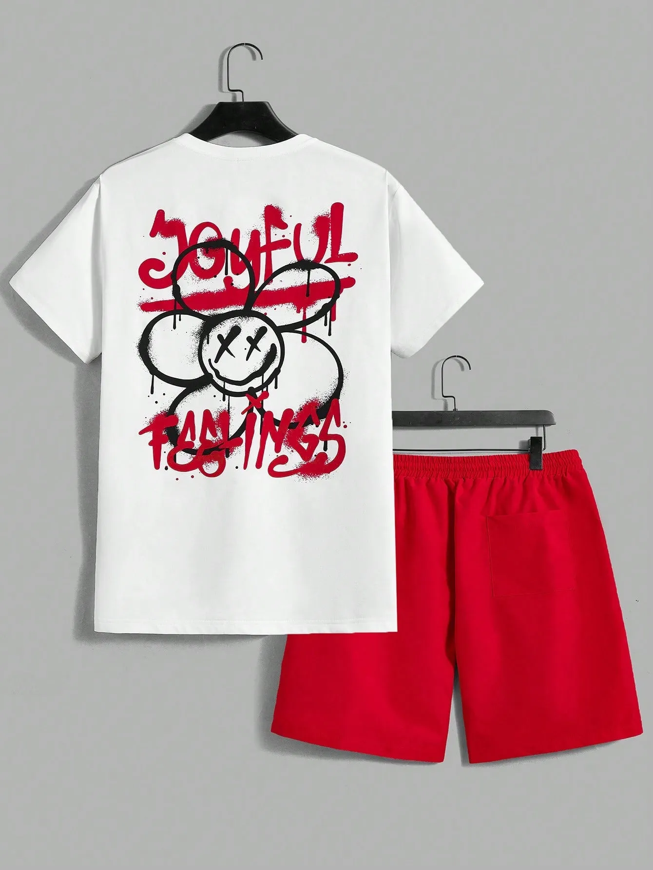 Manfinity EMRG Men's Knitted Short Sleeve Top And Woven Shorts Set