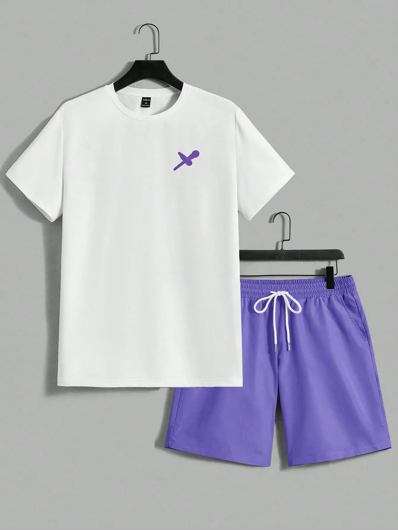 Manfinity EMRG Men's Knitted Short Sleeve Top And Woven Shorts Set