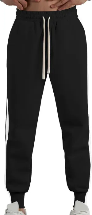 Mens Autumn and Winter Trend Versatile Tapered Pants Fashion High Waisted Solid Color Pants Drawstring Casual Loose Fit Pant