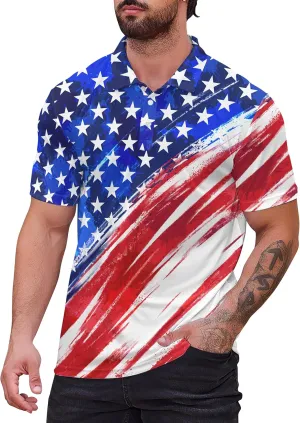 Mens Golf Polo Shirts - Hawaiian Print Golf Shirt for Men Quick-Dry Moisture Wicking Casual Breathable Polo Shirt
