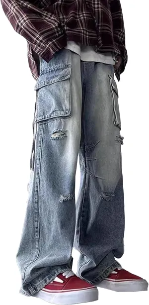 Men's Ripped Jeans Slim Fit Distressed Stretch Denim Pants Y2K Cargo Skinny Jeans for Men 2025