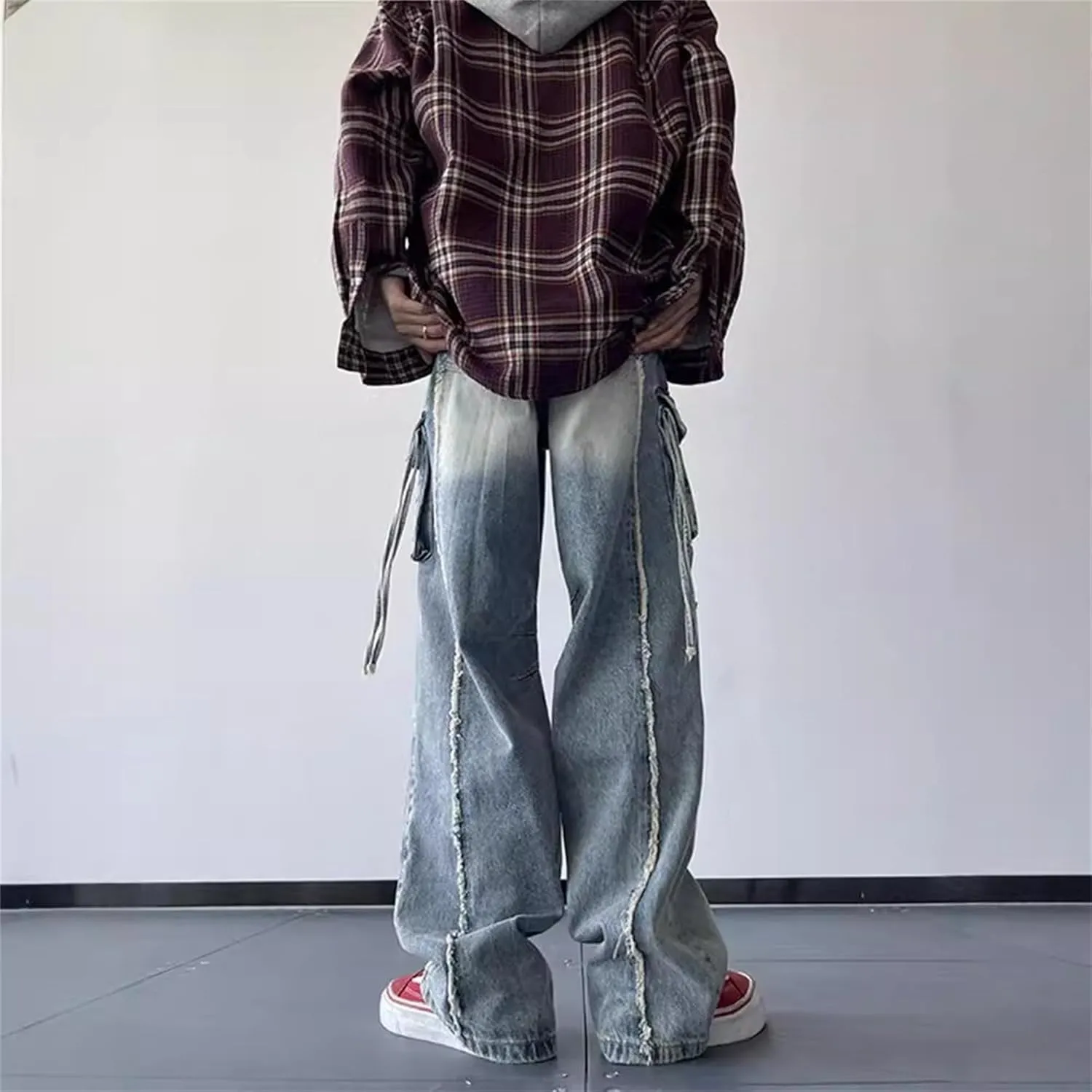 Men's Ripped Jeans Slim Fit Distressed Stretch Denim Pants Y2K Cargo Skinny Jeans for Men 2025