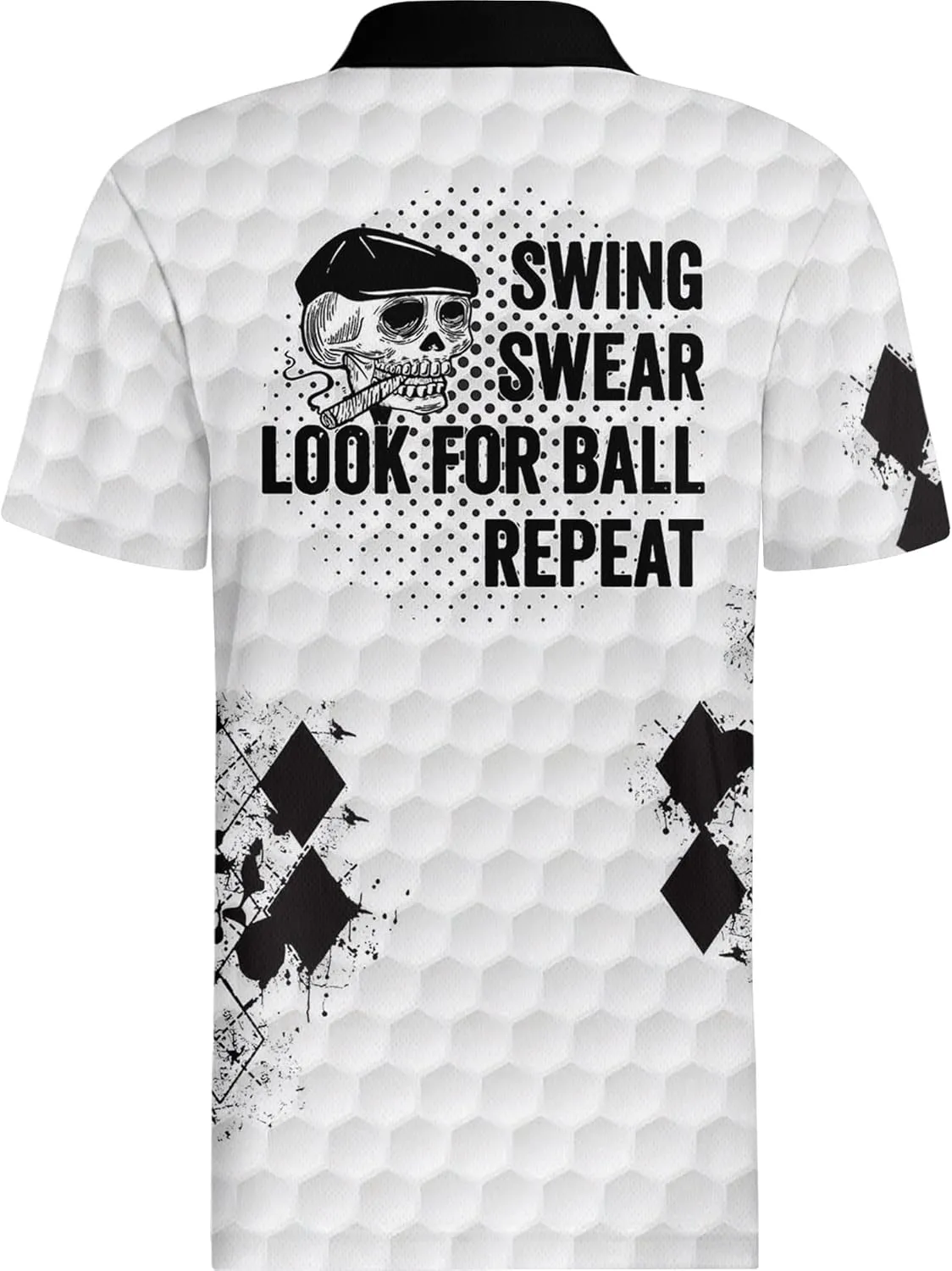 PAGYMO Funny Golf Shirts for Men Crazy Print Moisture Wicking Performance Graphic Short Sleeve Mens Polo Shirt
