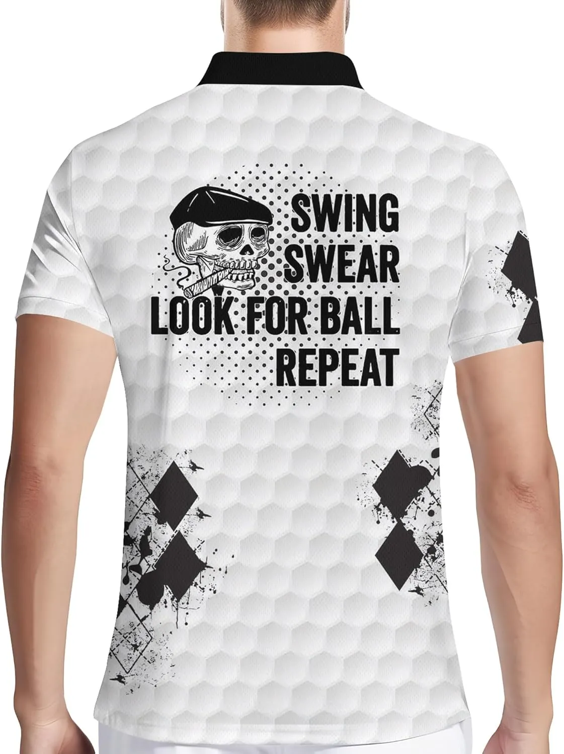 PAGYMO Funny Golf Shirts for Men Crazy Print Moisture Wicking Performance Graphic Short Sleeve Mens Polo Shirt