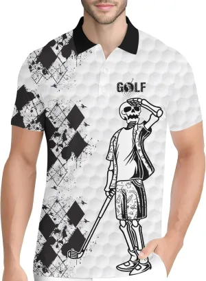 PAGYMO Funny Golf Shirts for Men Crazy Print Moisture Wicking Performance Graphic Short Sleeve Mens Polo Shirt