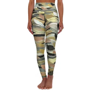 Rose Gold Brushstrokes High Waisted Yoga Leggings