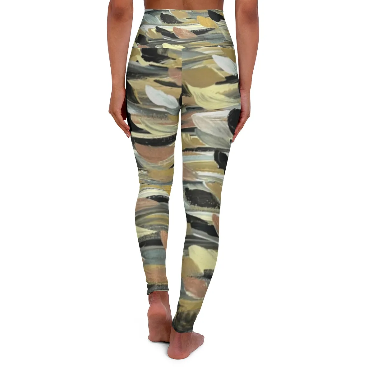 Rose Gold Brushstrokes High Waisted Yoga Leggings