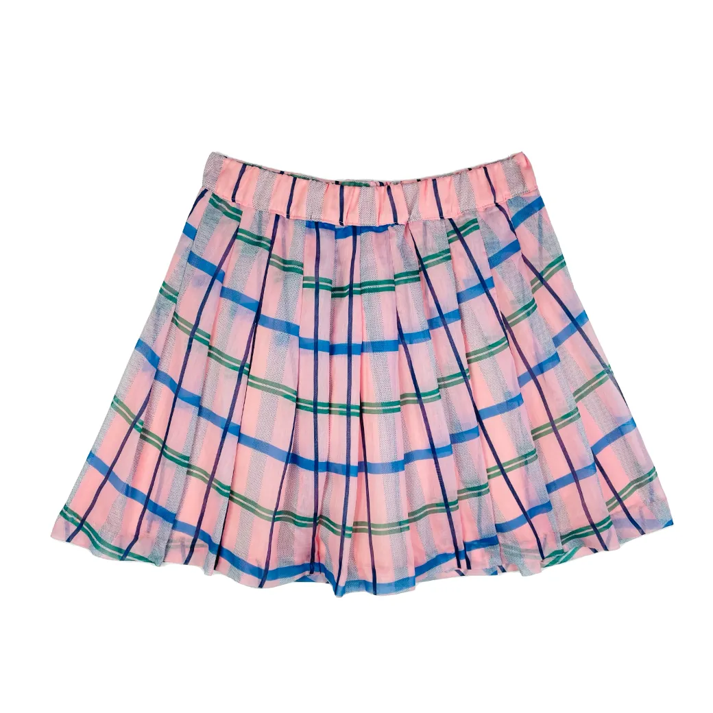 SAMPLE - The Classic Pleated Tennis Skirt - Pink & Blue Plaid