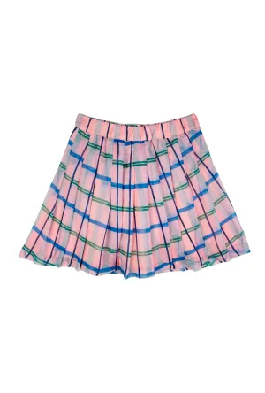 SAMPLE - The Classic Pleated Tennis Skirt - Pink & Blue Plaid