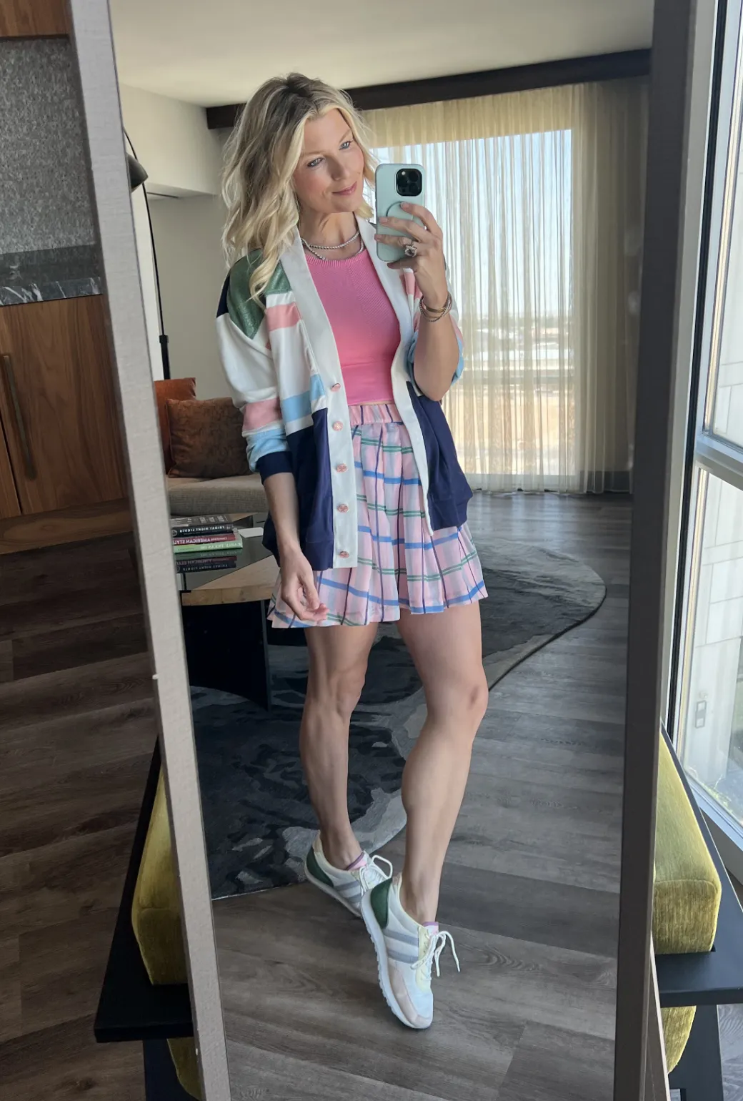 SAMPLE - The Classic Pleated Tennis Skirt - Pink & Blue Plaid