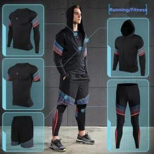 Sports Suit Men's Running Compression Tights Set Fitness Basketball Workout Jogging Suits Gym Sportswear 2-5pcs