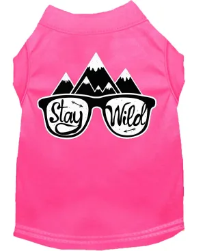 Stay Wild Screen Print Dog Shirt Bright Pink Xl (16)