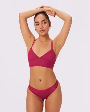Strappy Longline Bralette | Silky Mesh | Archive (Maraschino)