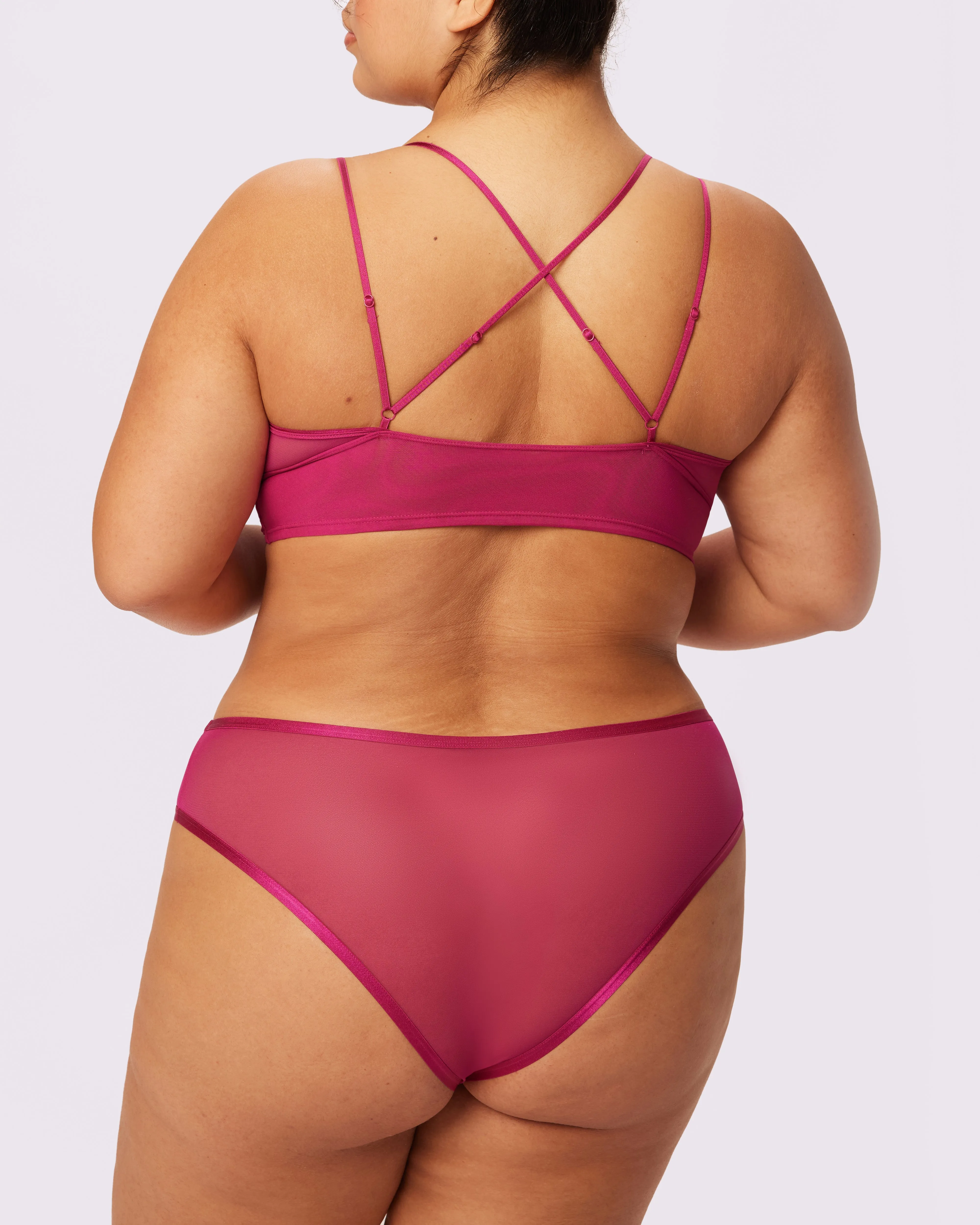 Strappy Longline Bralette | Silky Mesh | Archive (Maraschino)