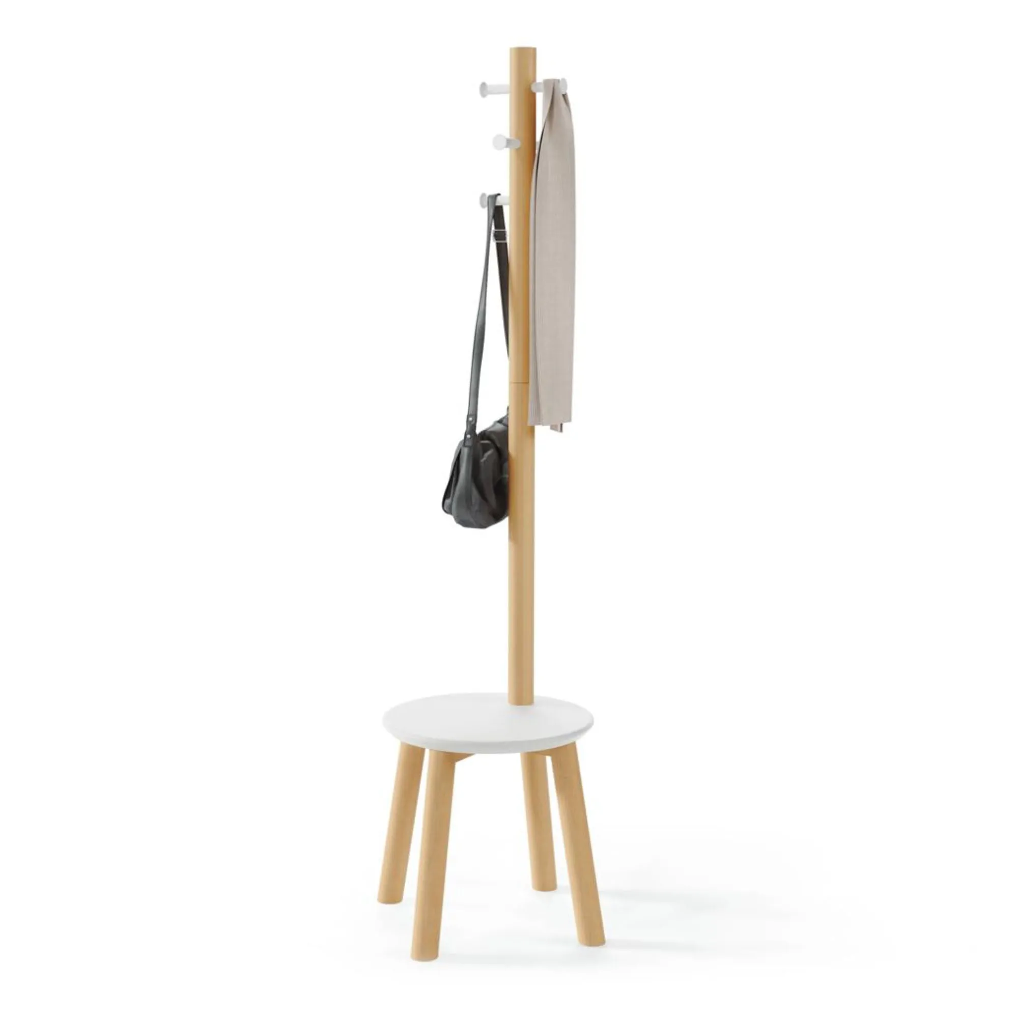 Umbra Pillar stool & coatrack, white