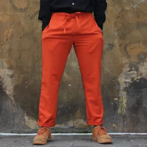 Unisex Ribbed Cotton Shing Mai Trousers Orange