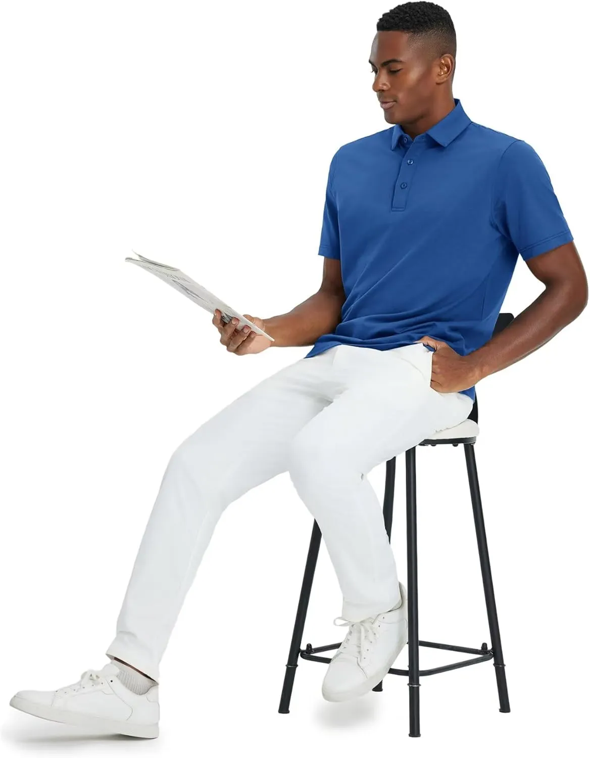 VEBOON Polo Shirts for Men Cotton Blend Moisture-Wicking Lightweight Performance Collared Mens Polo Shirts Shorts Sleeve
