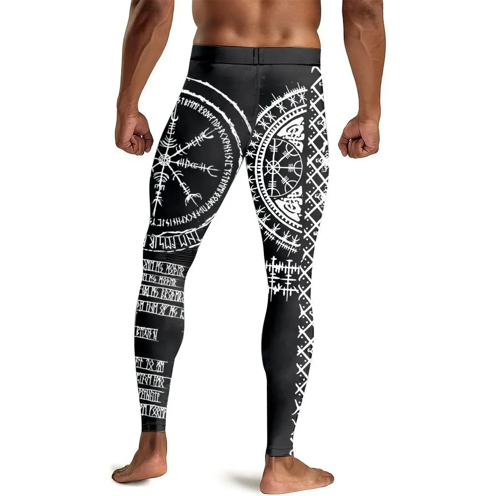 Vikings Shield Runes Men's Compression Leggings