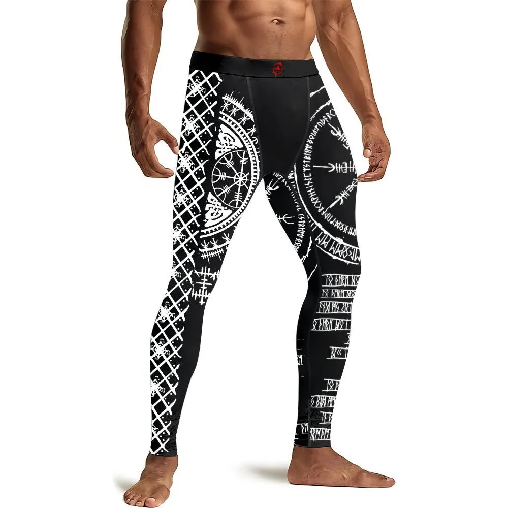 Vikings Shield Runes Men's Compression Leggings