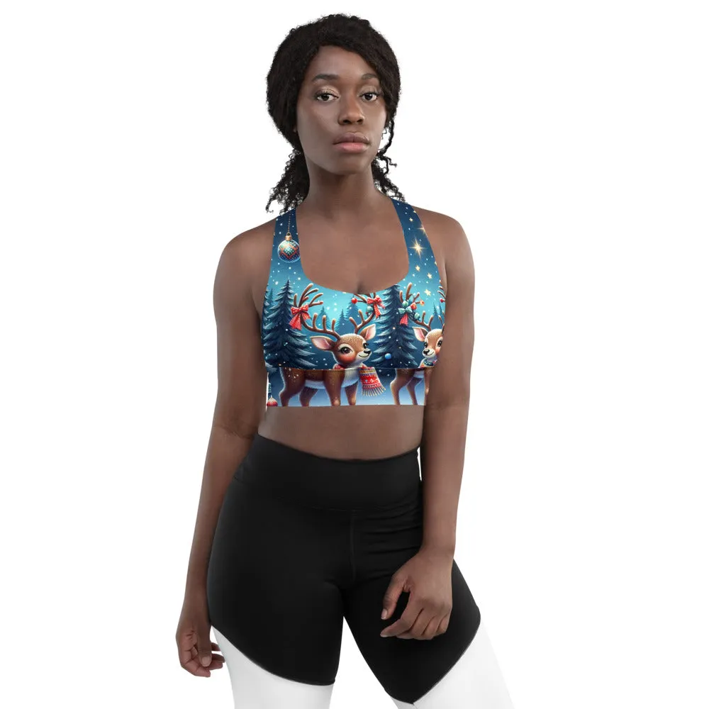 Whimsical Winter Wear Longline Sports Bra
