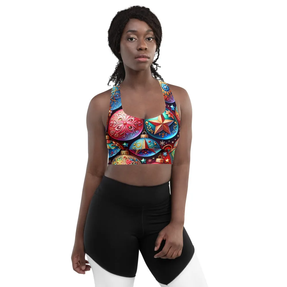 Whimsical Winter Wear Longline Sports Bra