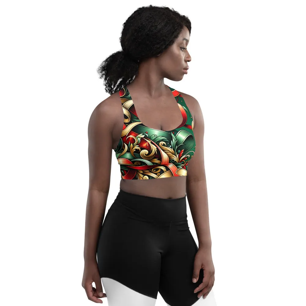 Whimsical Winter Wear Longline Sports Bra